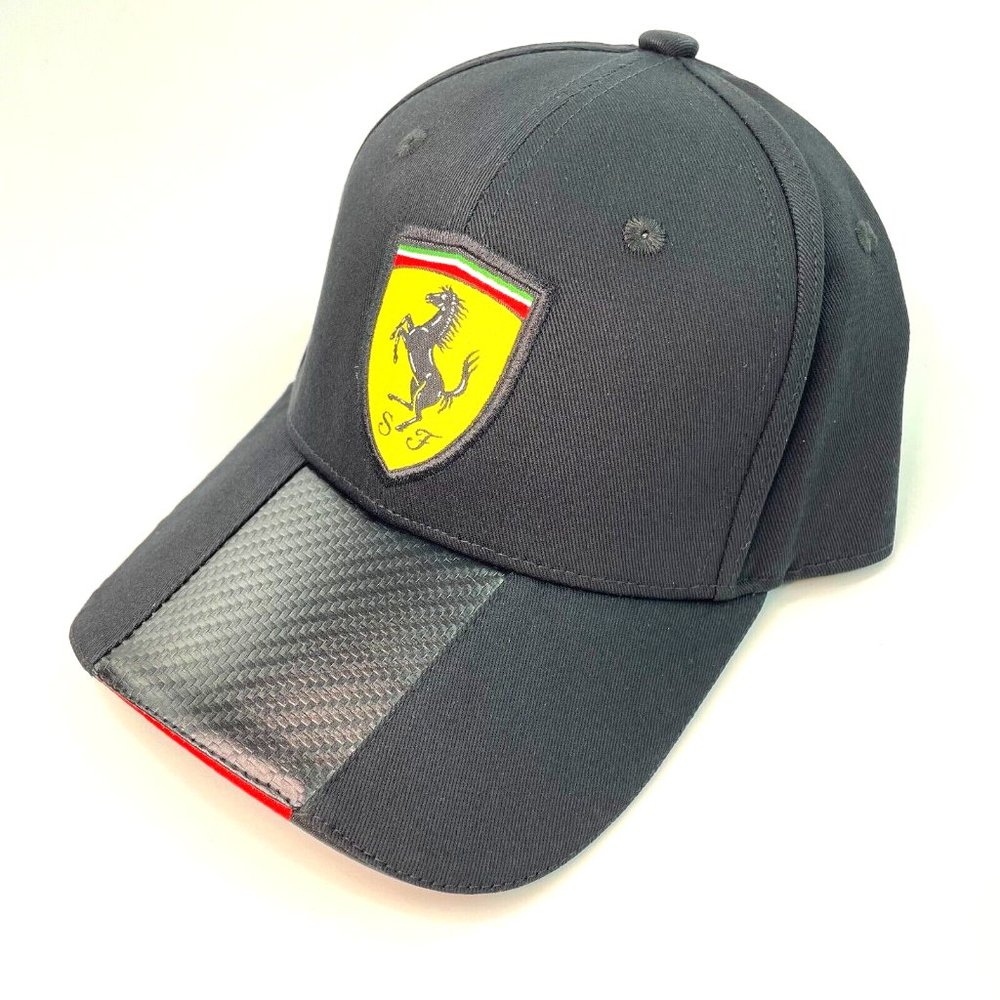 Scuderia Ferrari Official Racing F1 Logo Strapback Adjustable Hat Carbon Cap NEW
